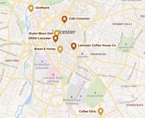 Image of a map showing coffee shops 