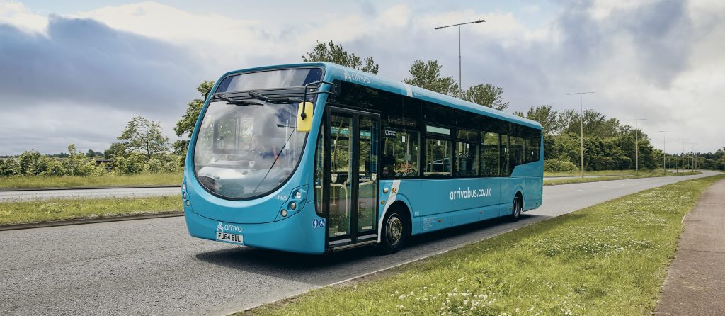 Arriva single decker bus on residential road 