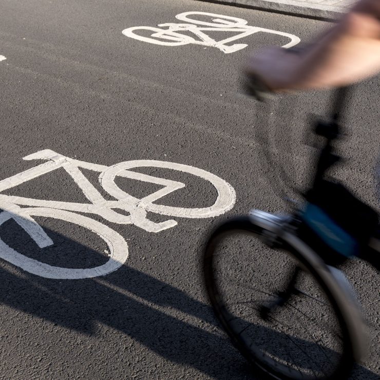Commuters on bicycle paths