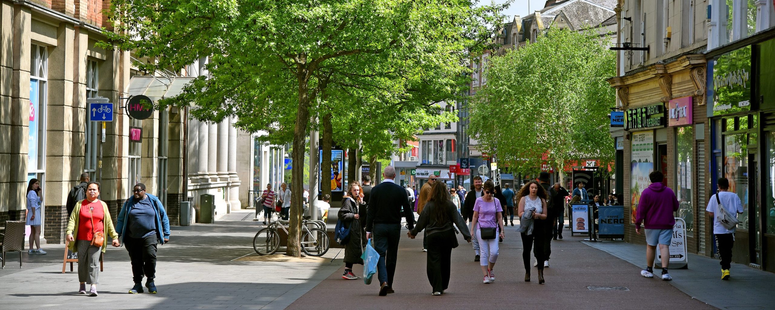 People spending time in Leicester city centre.
