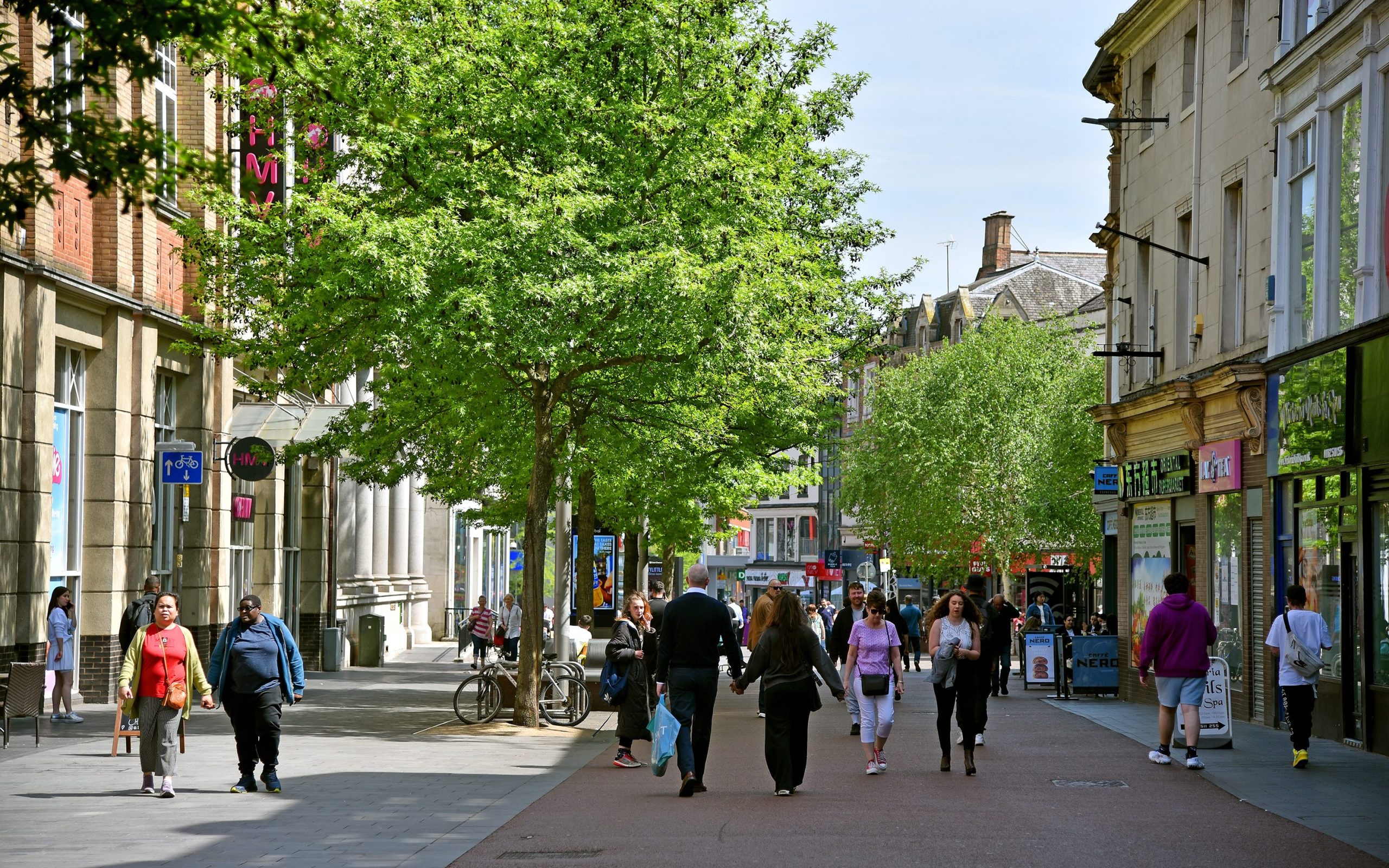 People spending time in Leicester city centre.
