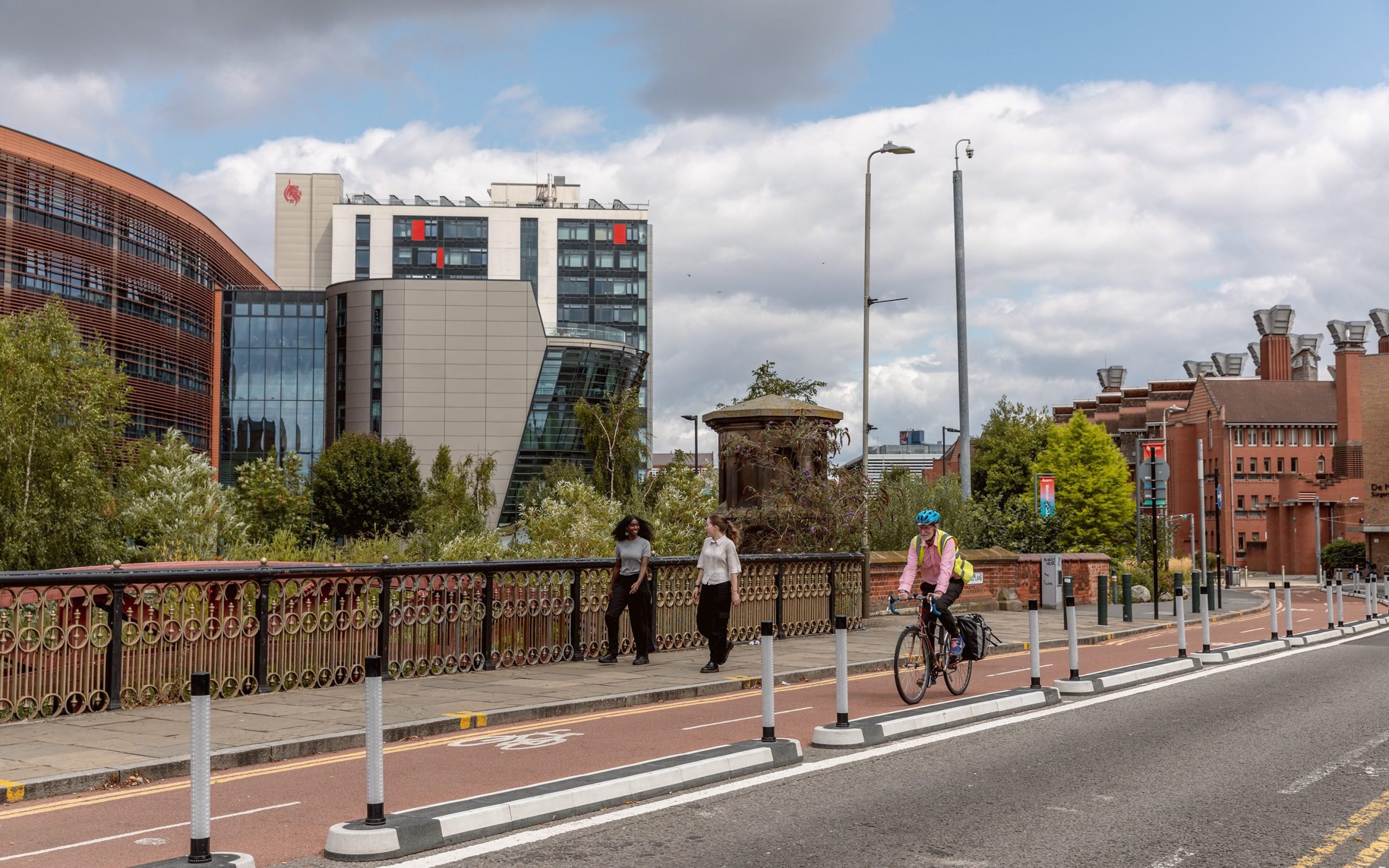 People getting around Leicester by walking and cycling.